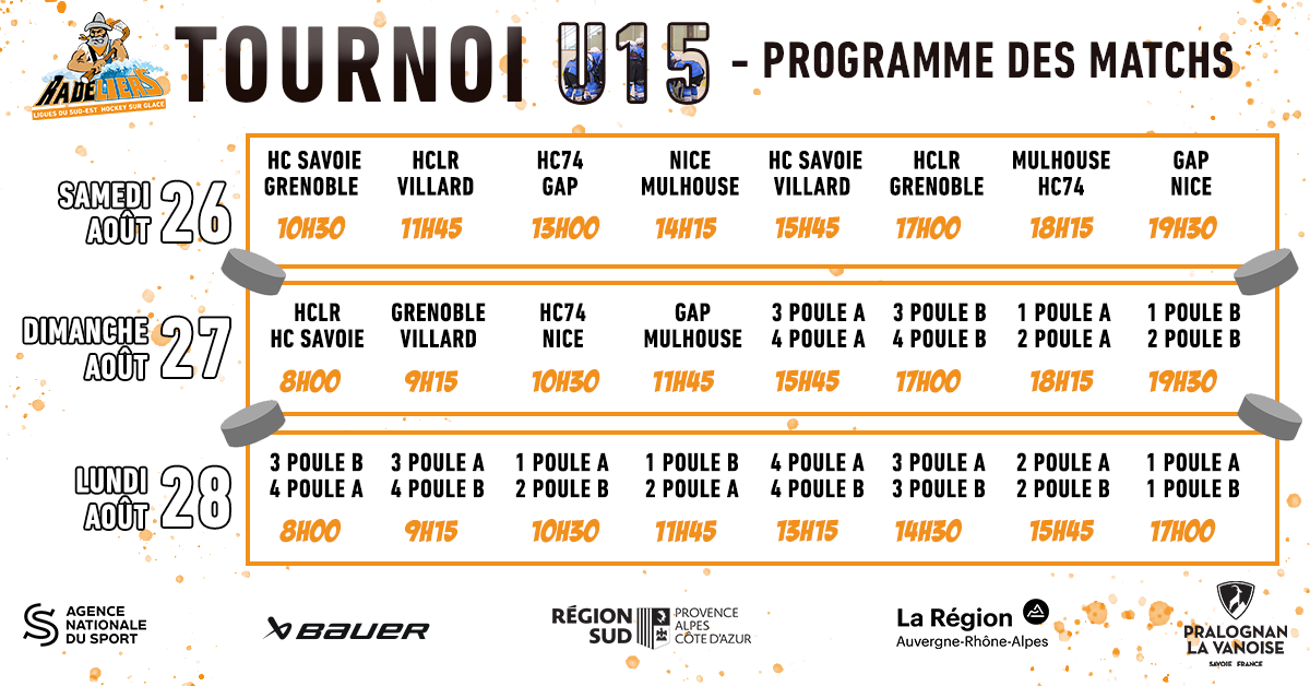 Tournoi U15 - programme 